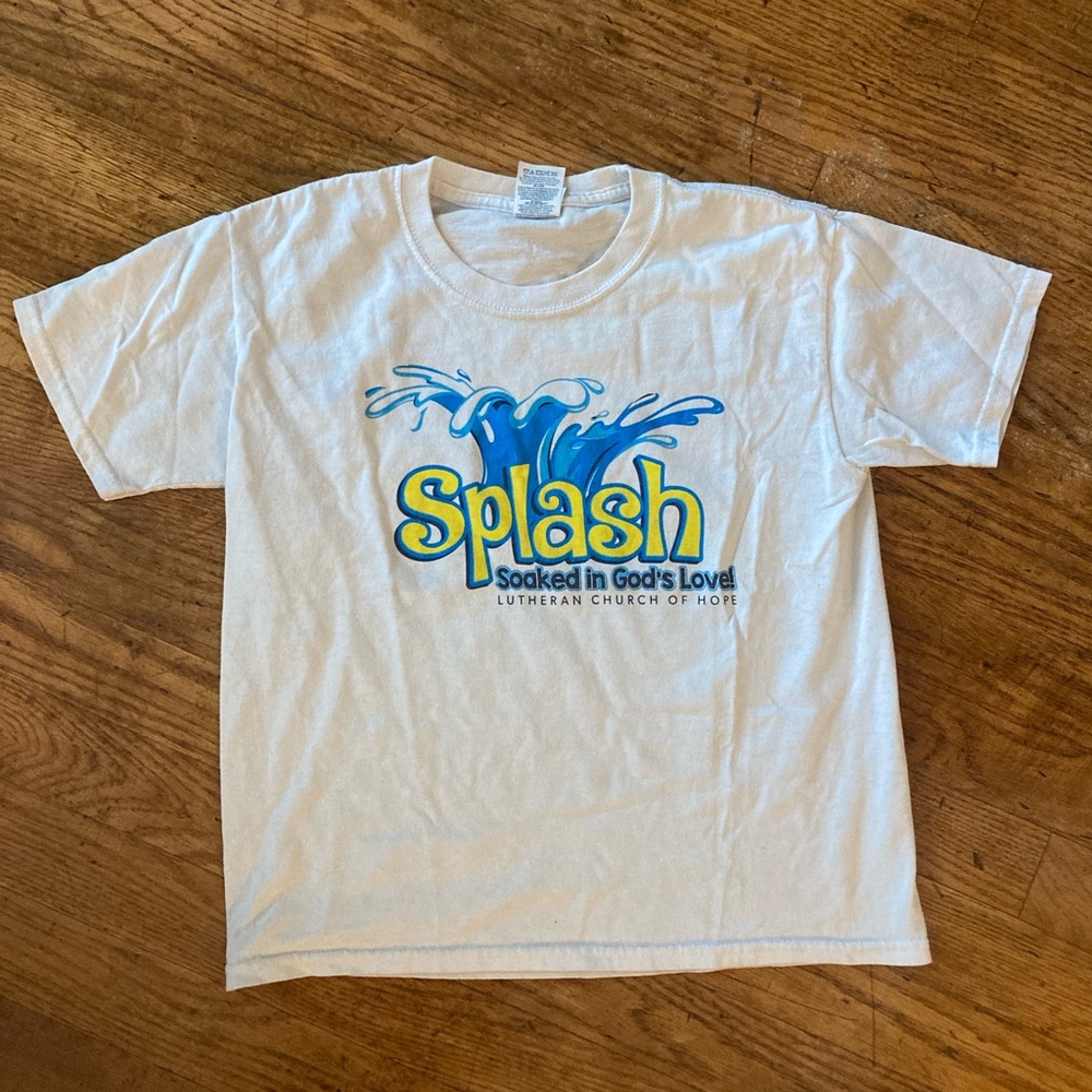 Funny Tee - Splash Soaked in Gods Love (youth M, fits like an XS women crop tee)